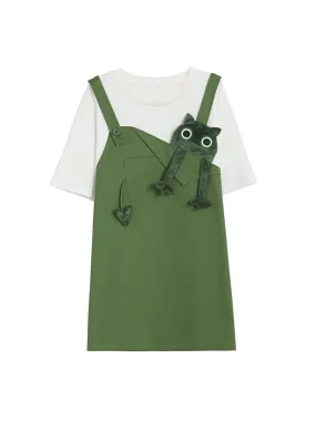 Green Monster Faux Two-Piece Tee Dress Green Monster Faux Two-Piece Tee Dress