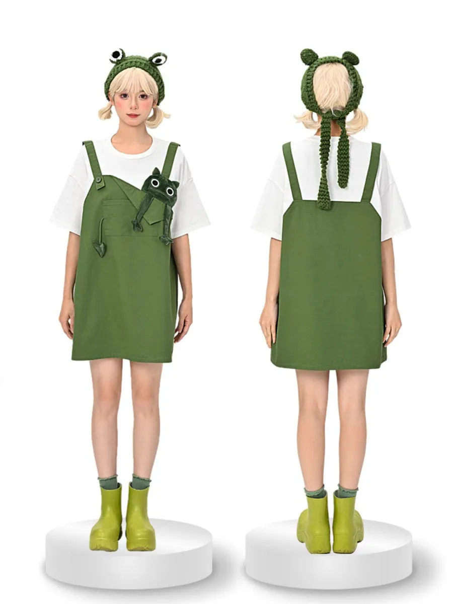 Green Monster Faux Two-Piece Tee Dress