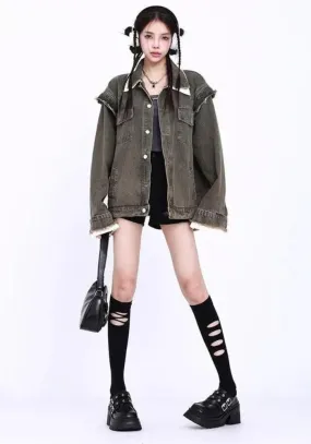 Grunge Button Up Oversized Denim Jacket Grunge Button Up Oversized Denim Jacket