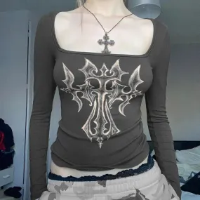 Grunge Cross Bleached Top Grunge Cross Bleached Top
