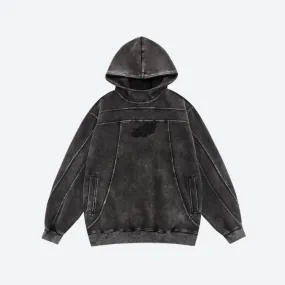 Grunge Dark Washed Embroidered Hoodie Grunge Dark Washed Embroidered Hoodie
