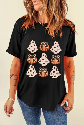 Halloween Graphic Round Neck Short Sleeve T-Shirt Halloween Graphic Round Neck Short Sleeve T-Shirt