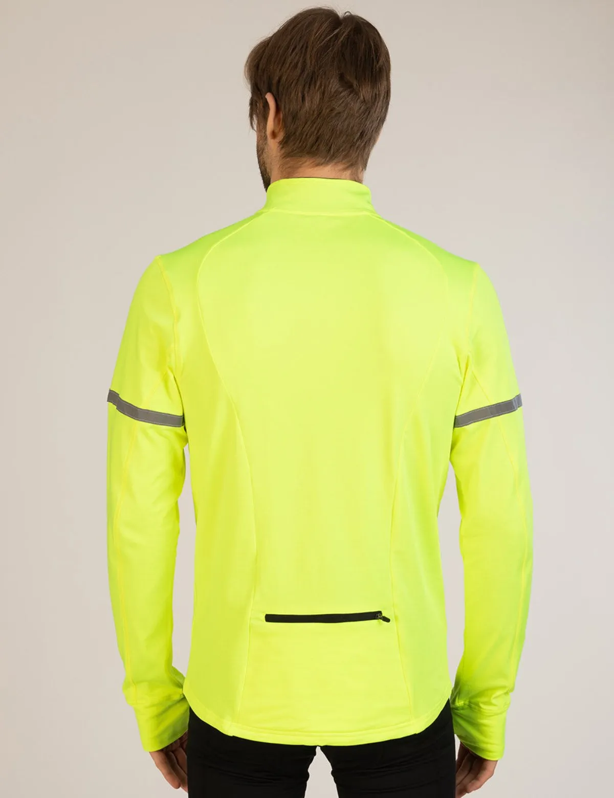 Herren Thermo Fahrradtrikot - Laufshirt Langarm Neon