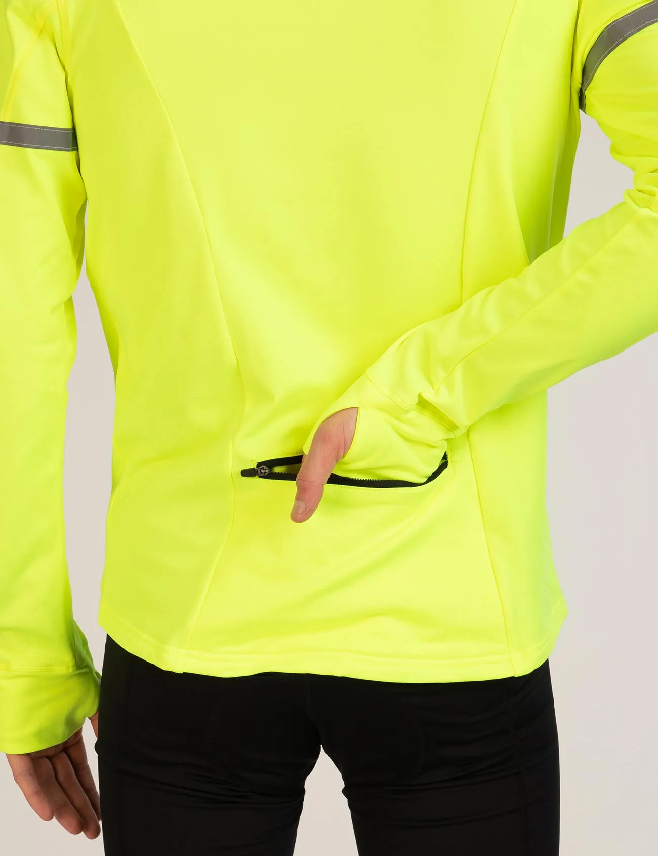 Herren Thermo Fahrradtrikot - Laufshirt Langarm Neon