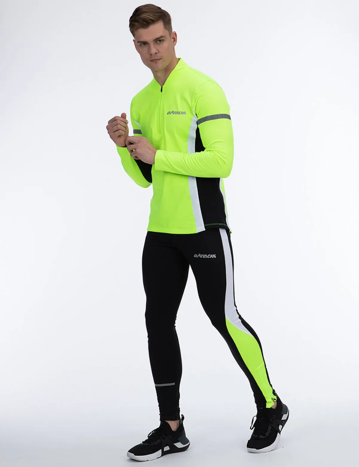 Herren Thermo Funktions Laufshirt Langarm Neon