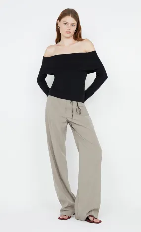 ILORA KNIT BANDEAU LONG SLEEVE TOP - BLACK ILORA KNIT BANDEAU LONG SLEEVE TOP - BLACK