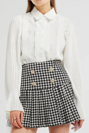 Ivy Pleated Hem Houndstooth Skirt Ivy Pleated Hem Houndstooth Skirt