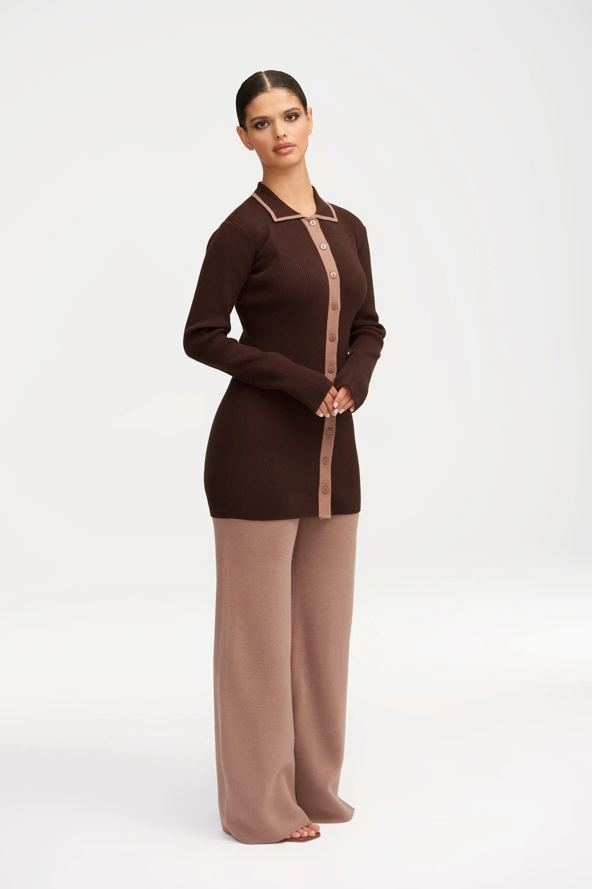 Jenny Ribbed Knit Contrast Trim Top