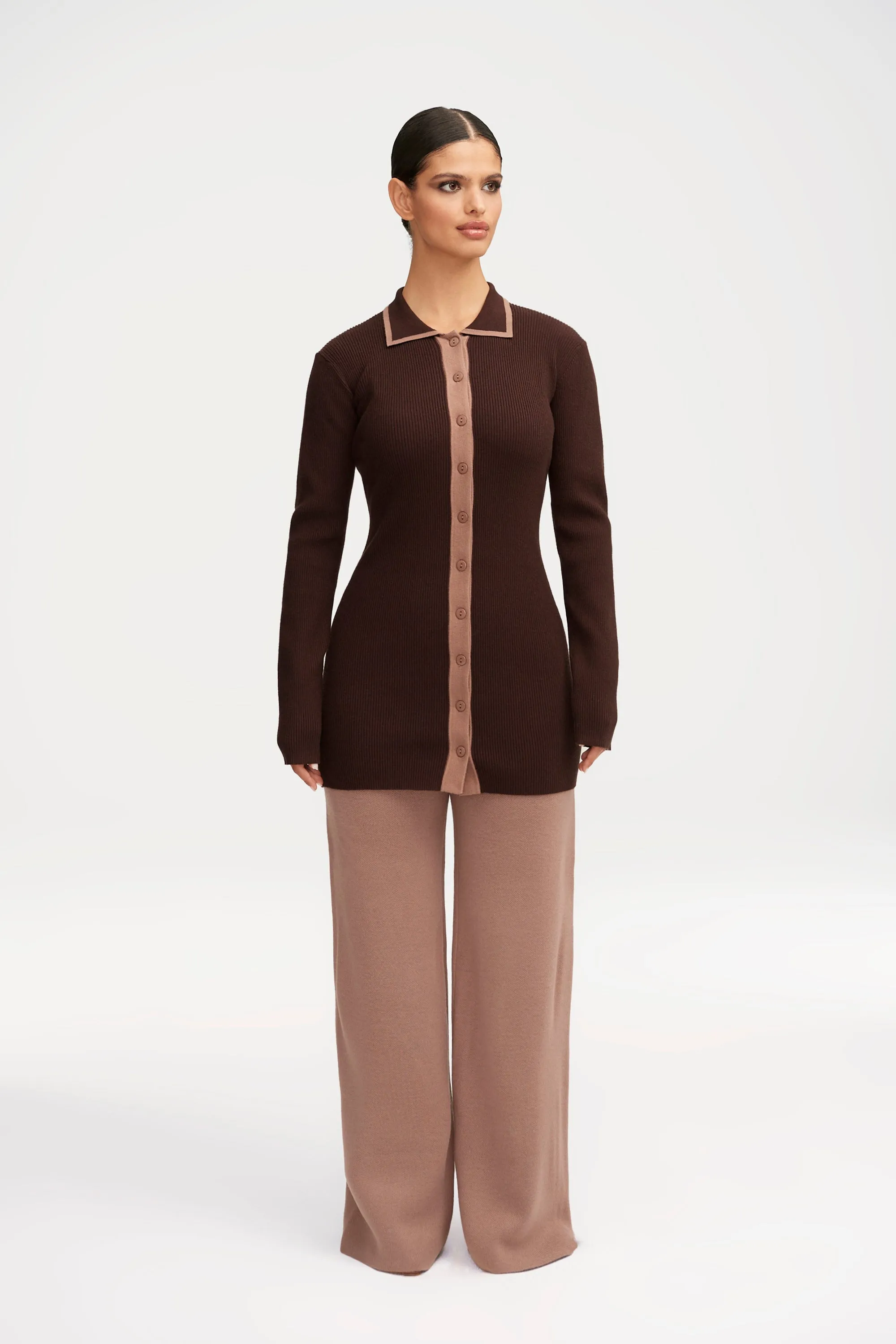 Jenny Ribbed Knit Contrast Trim Top