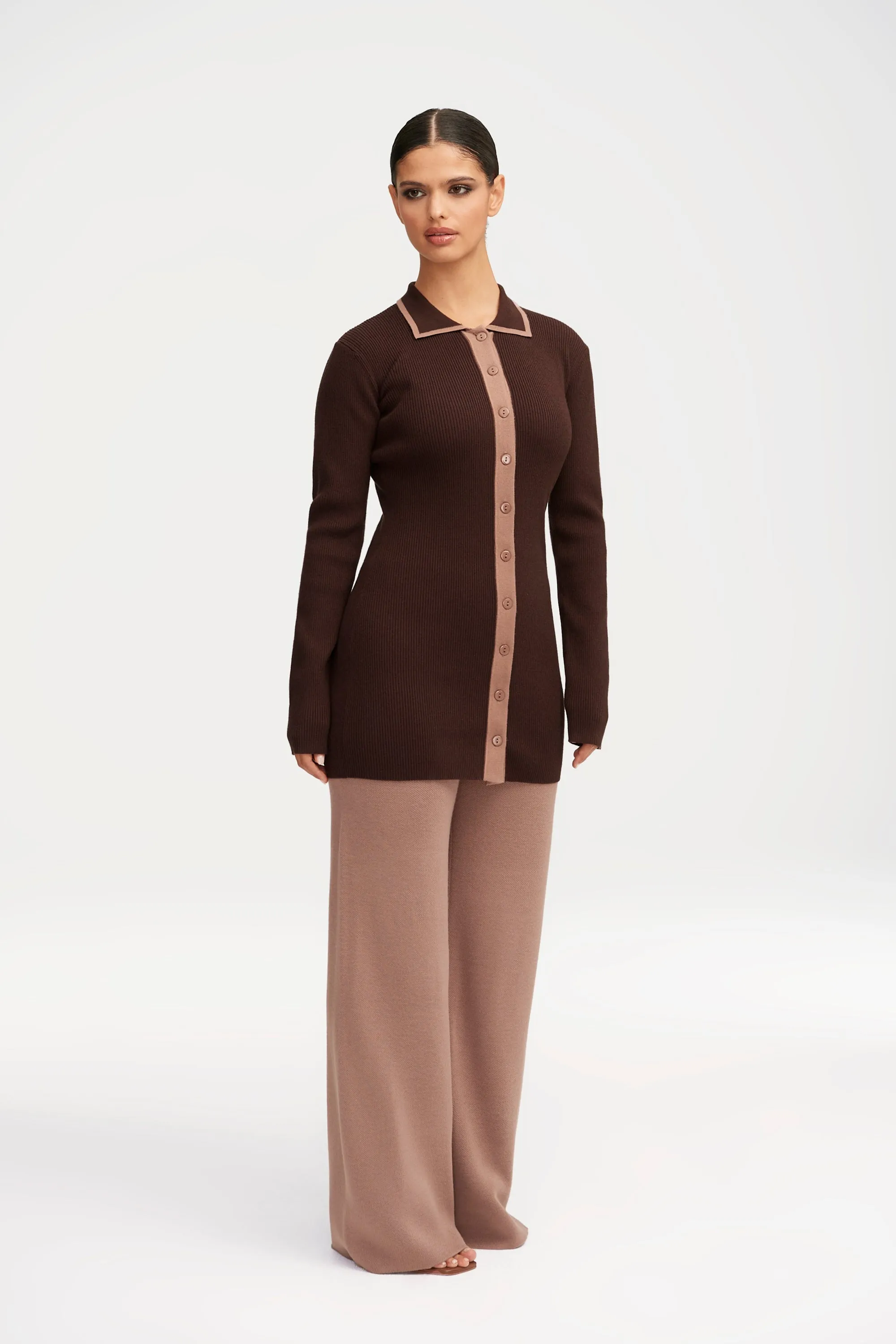 Jenny Ribbed Knit Contrast Trim Top