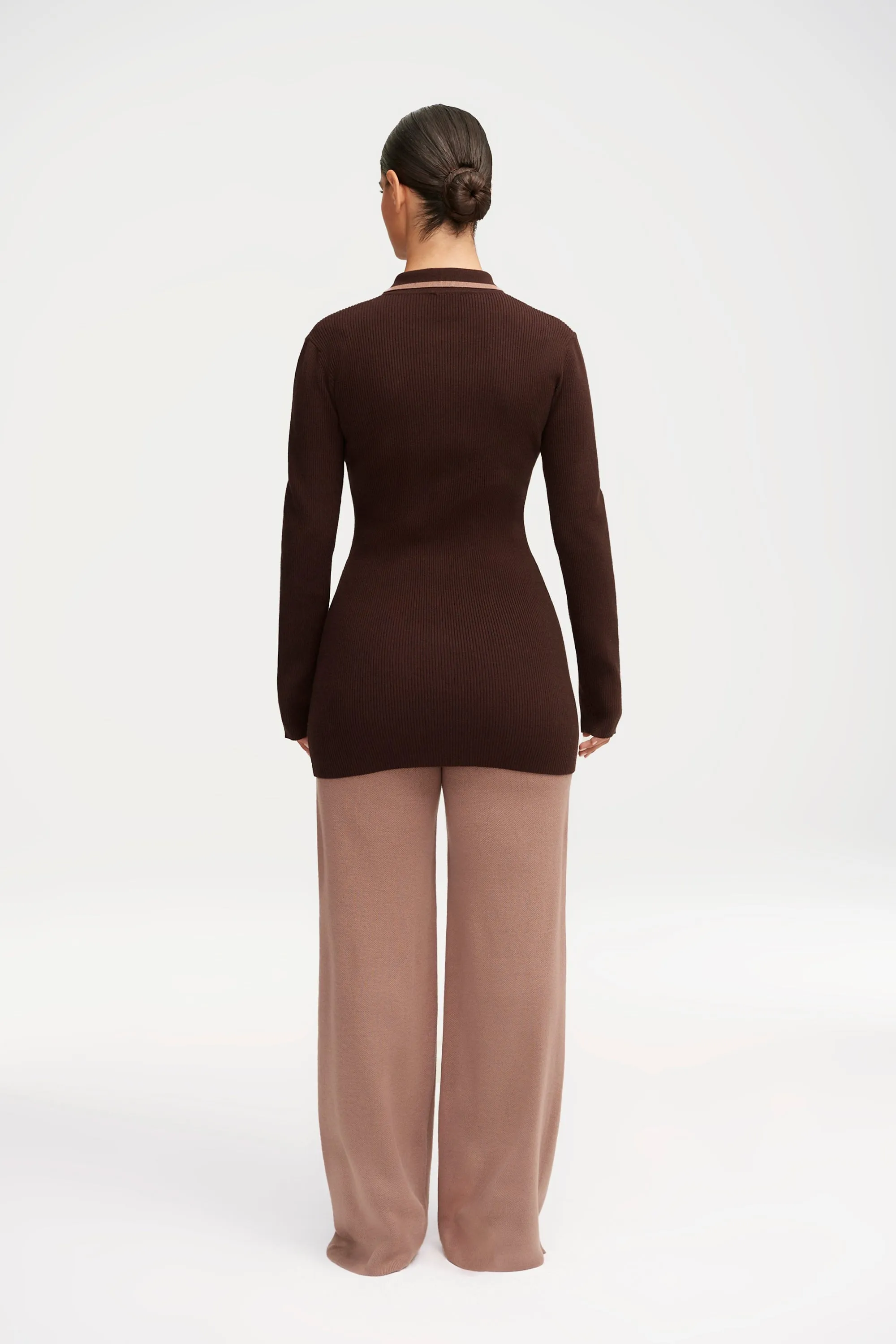 Jenny Ribbed Knit Contrast Trim Top