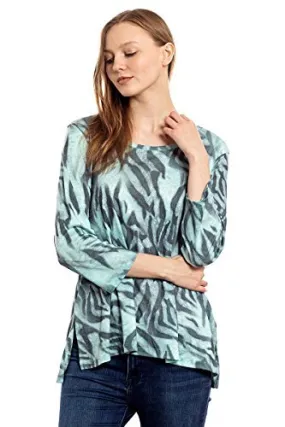 Katina Marie - Free Spirits, 3/4 Sleeve, Ruffled Hem, Baby Rib Merrow Tunic Top Katina Marie - Free Spirits, 3/4 Sleeve, Ruffled Hem, Baby Rib Merrow Tunic Top