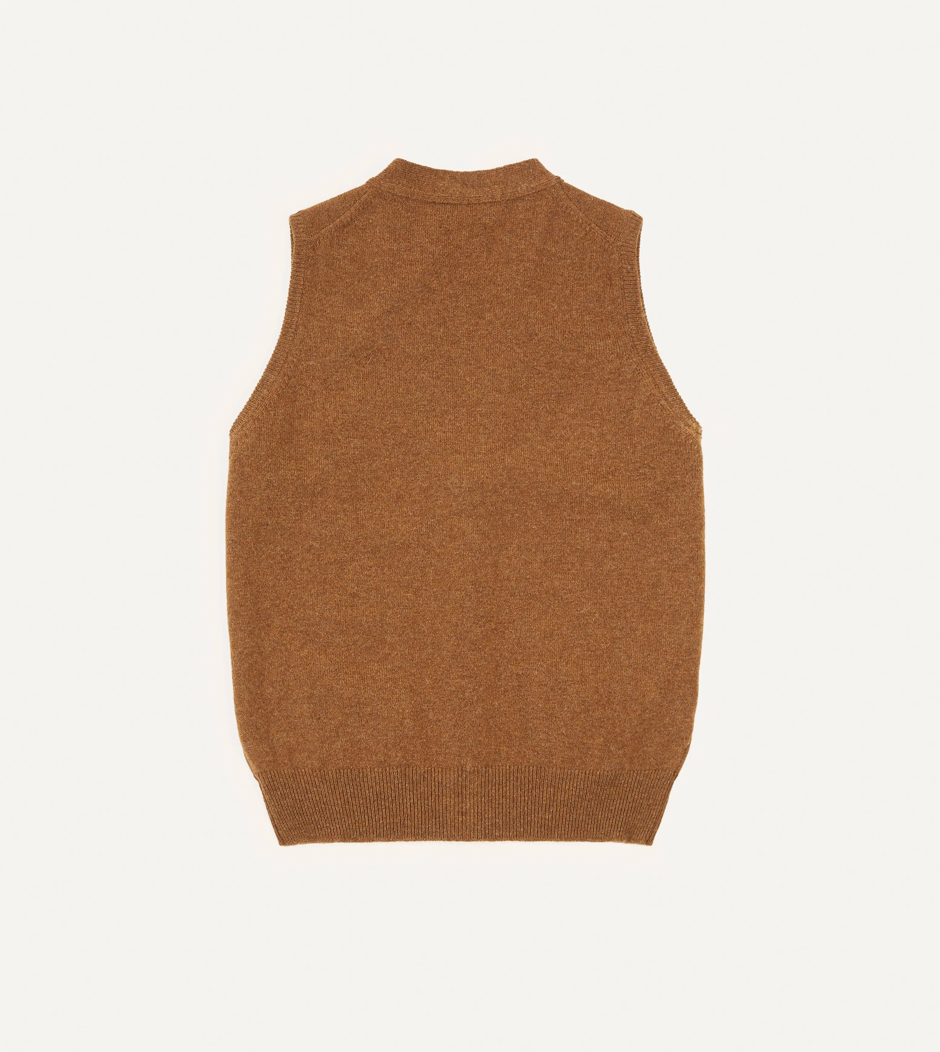 Light Brown Lambswool Sleeveless Cardigan