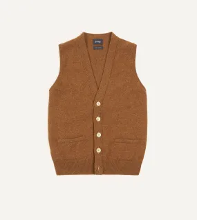 Light Brown Lambswool Sleeveless Cardigan Light Brown Lambswool Sleeveless Cardigan