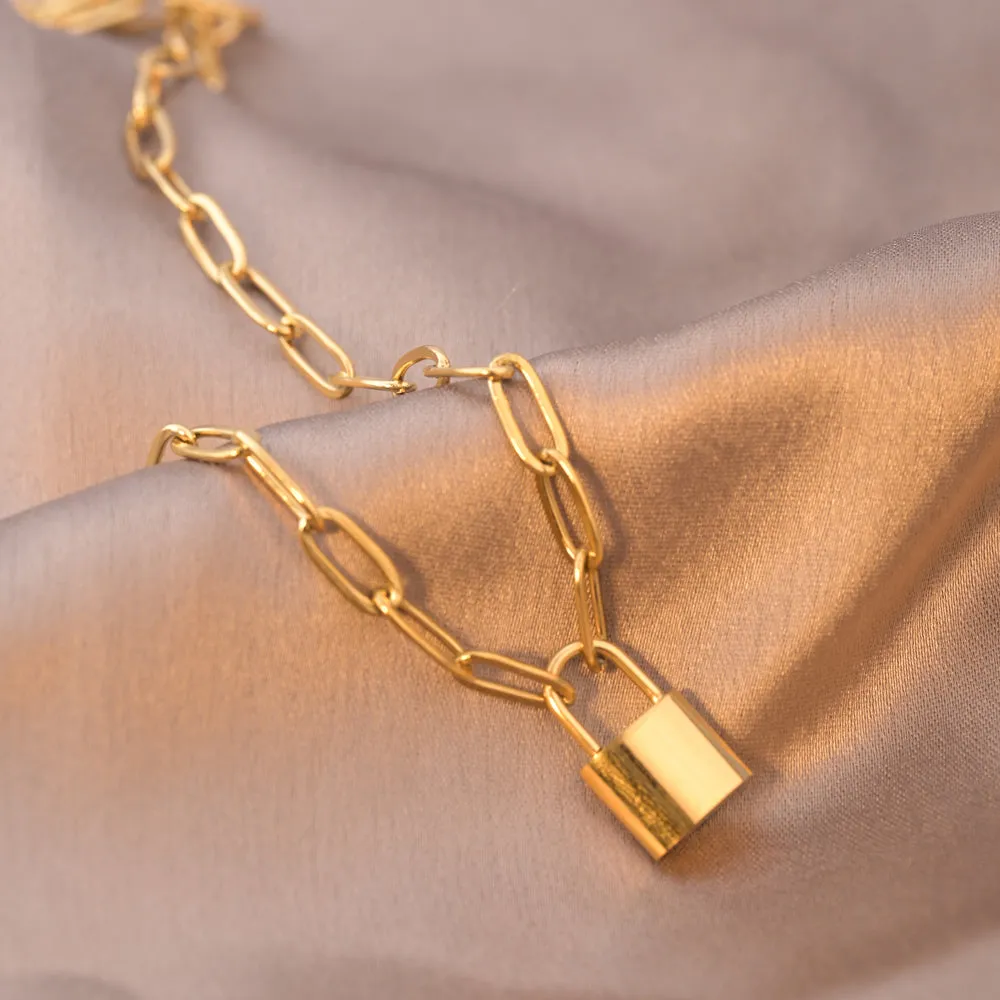 Lock Paperclip Chain Necklace