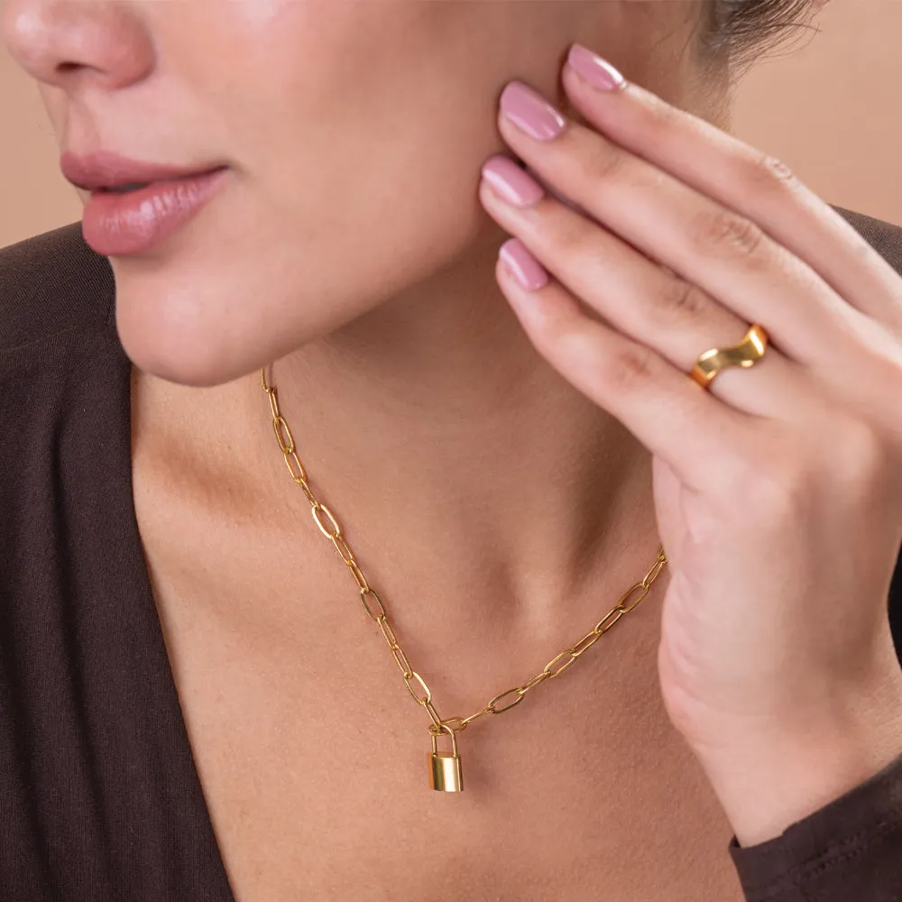 Lock Paperclip Chain Necklace