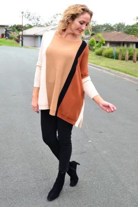 Long Sleeve Relaxed Camel Pullover Tunic Jumper Long Sleeve Relaxed Camel Pullover Tunic Jumper