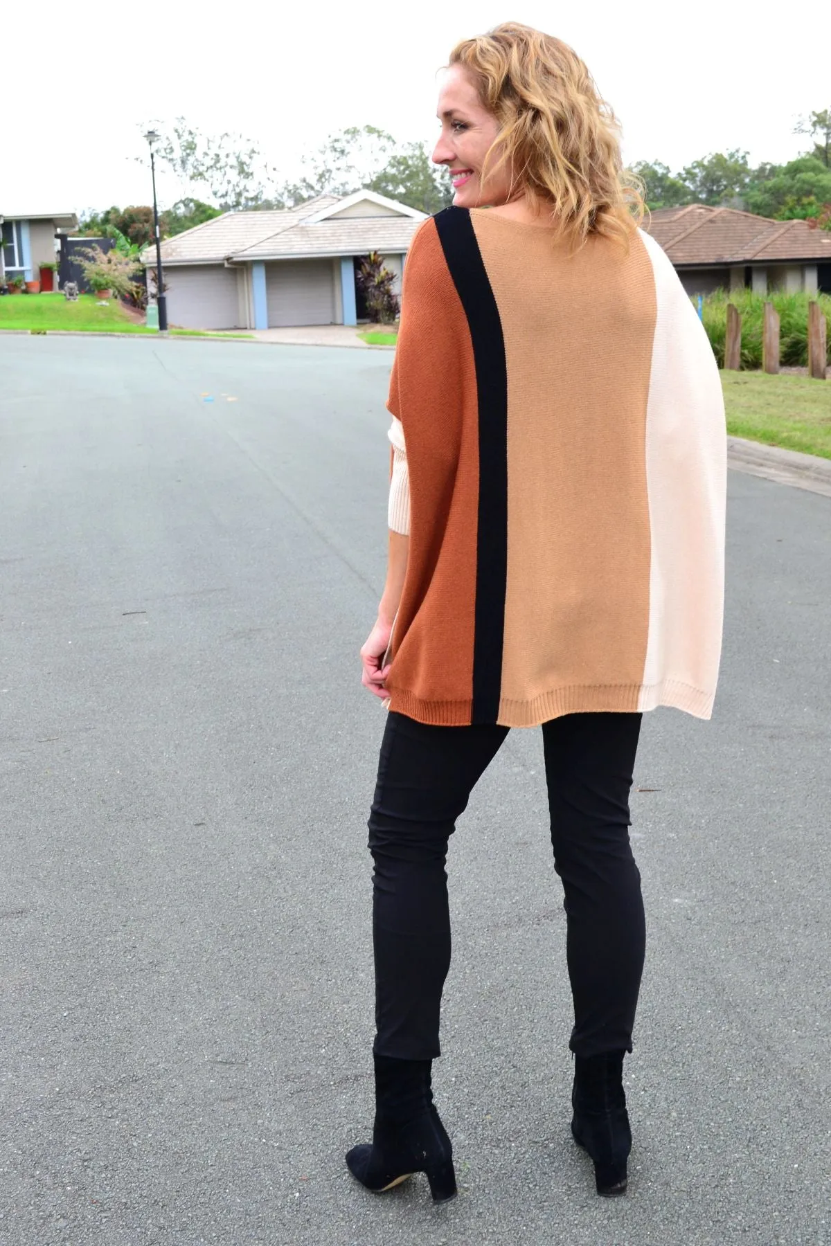 Long Sleeve Relaxed Camel Pullover Tunic Jumper