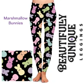 Marshmallow Bunnies - High-quality Handcrafted Vibrant Leggings Marshmallow Bunnies - High-quality Handcrafted Vibrant Leggings