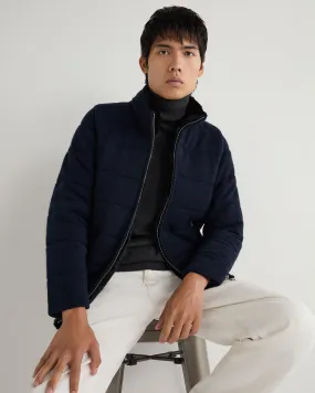 Men's Whistler Fur Quilted Cashmere Jacket Navy Blue Melange Men's Whistler Fur Quilted Cashmere Jacket Navy Blue Melange