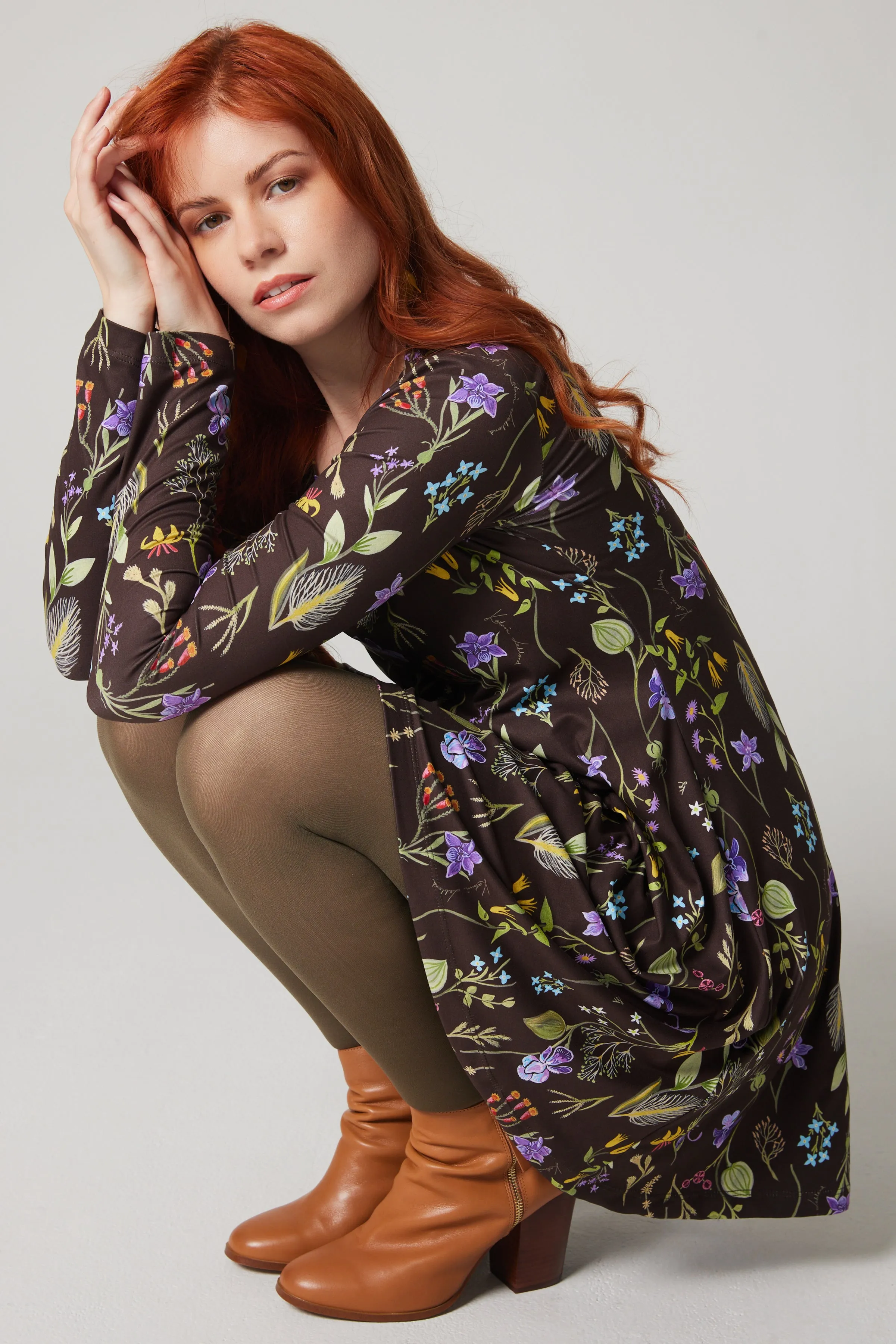 Milano Dress - Laurentian Flowers - Brown