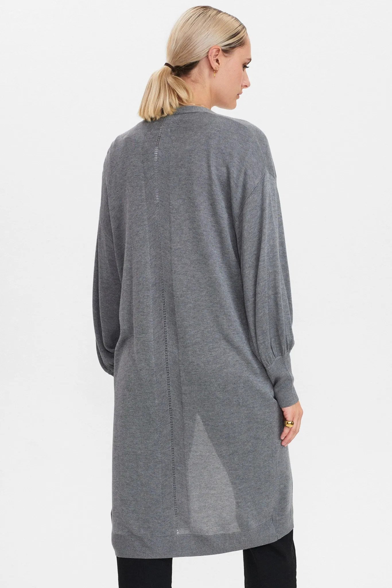NUBIA LONG CARDIGAN - NOOS - Medium Grey mel