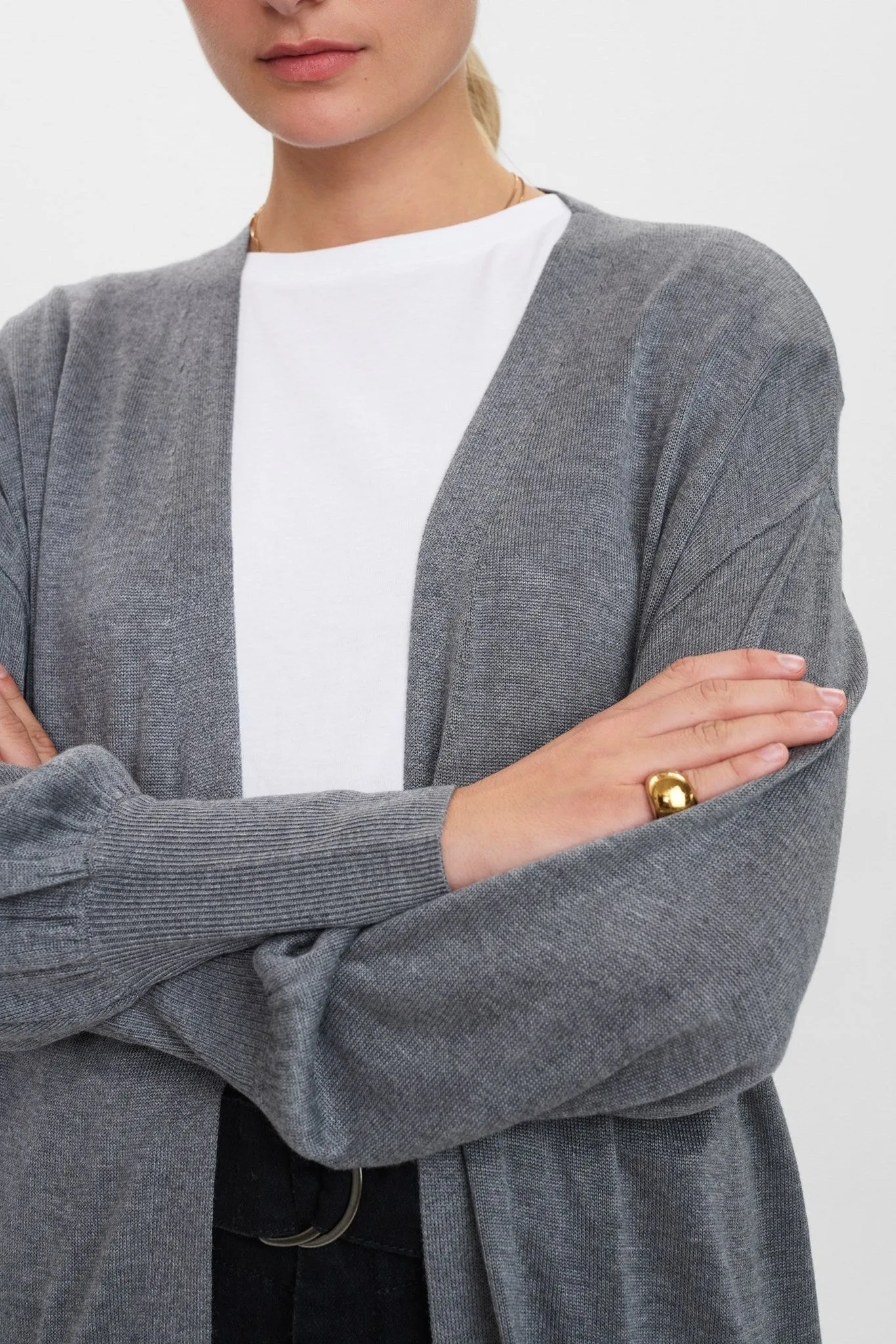 NUBIA LONG CARDIGAN - NOOS - Medium Grey mel