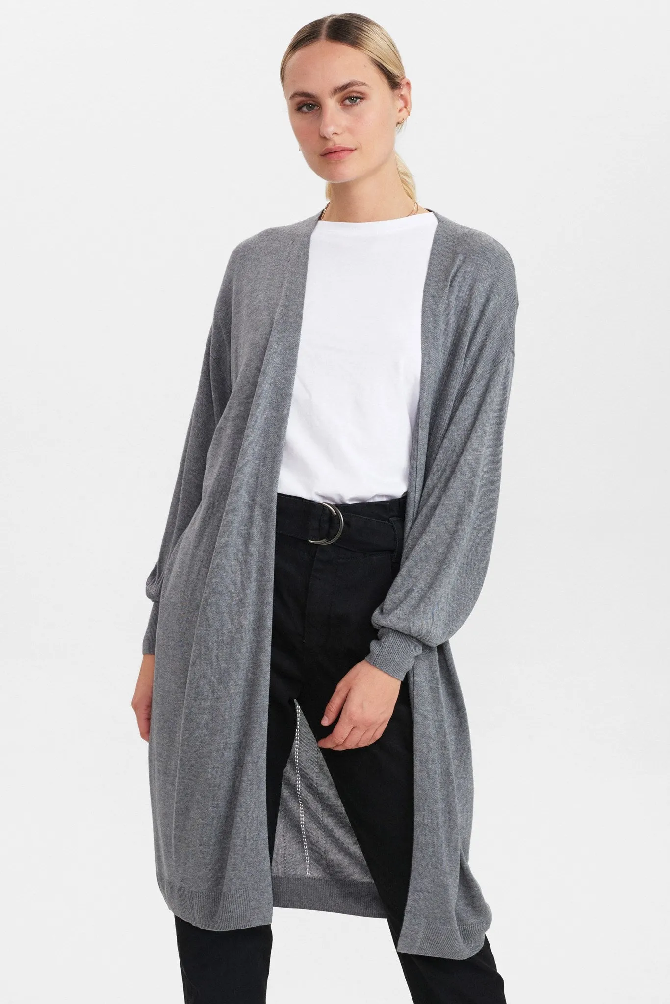 NUBIA LONG CARDIGAN - NOOS - Medium Grey mel