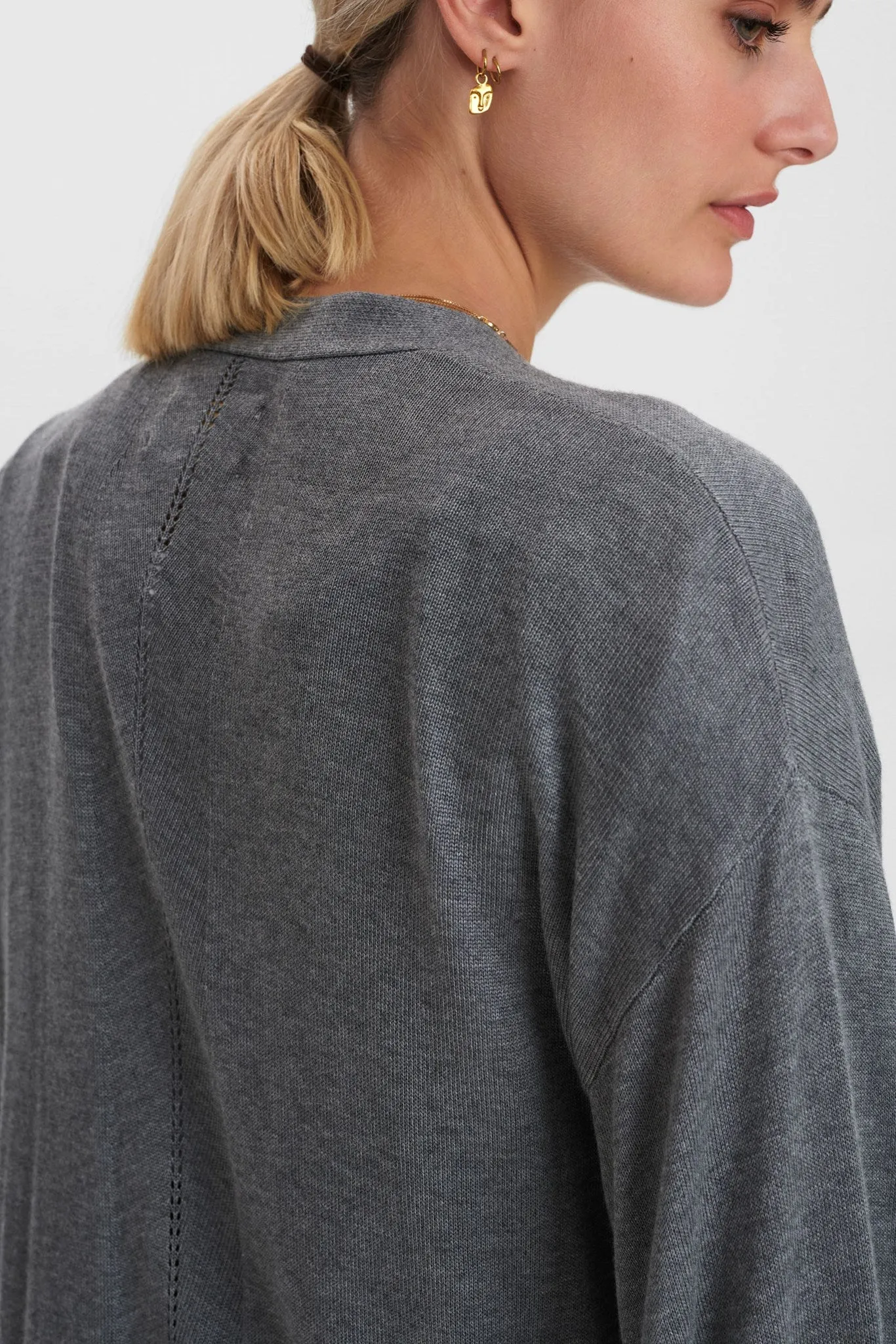 NUBIA LONG CARDIGAN - NOOS - Medium Grey mel