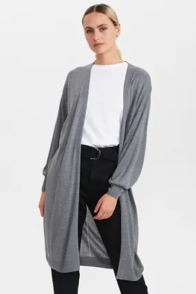 NUBIA LONG CARDIGAN - NOOS - Medium Grey mel NUBIA LONG CARDIGAN - NOOS - Medium Grey mel