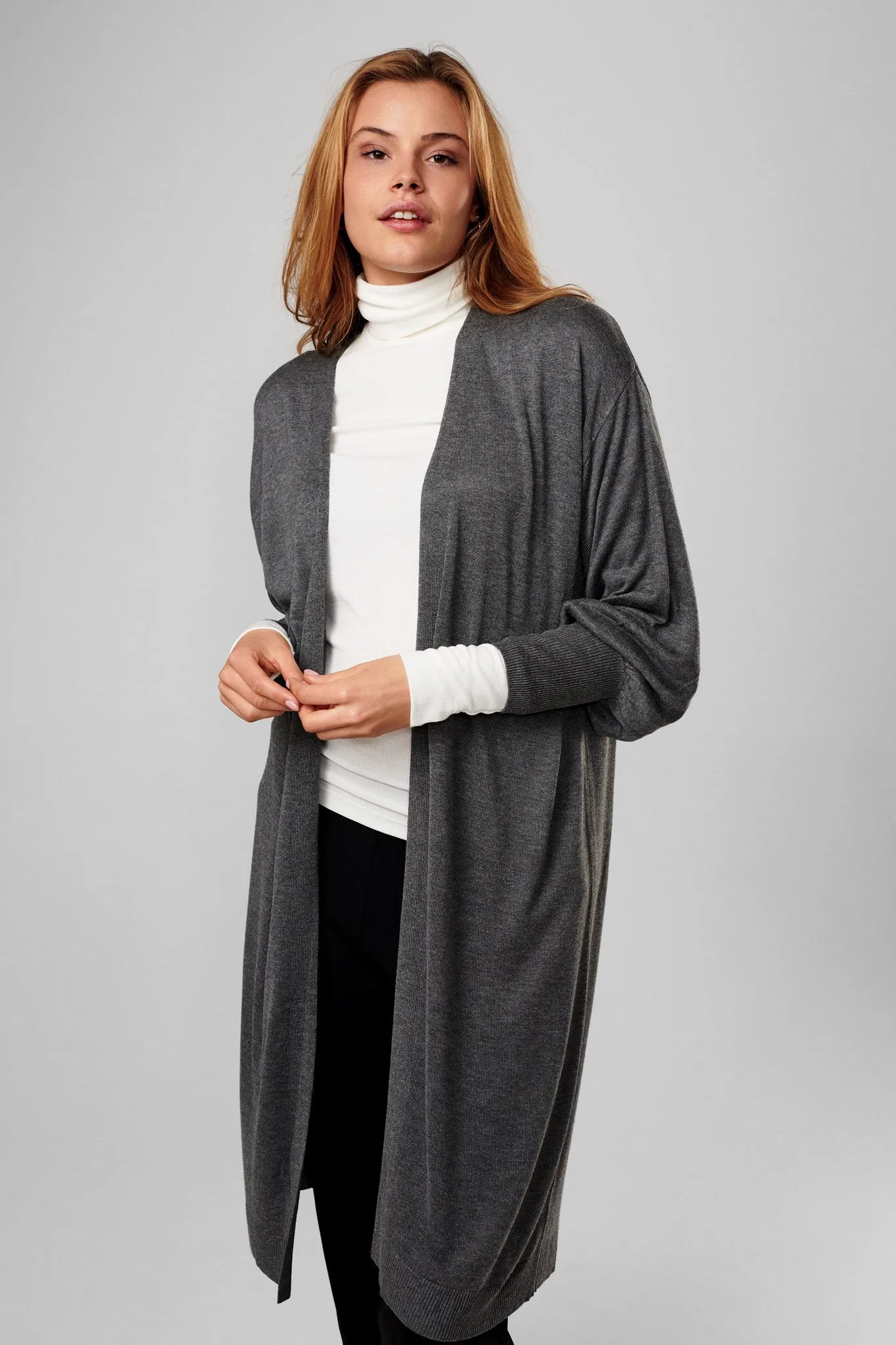 NUBIA LONG CARDIGAN - NOOS - Medium Grey mel