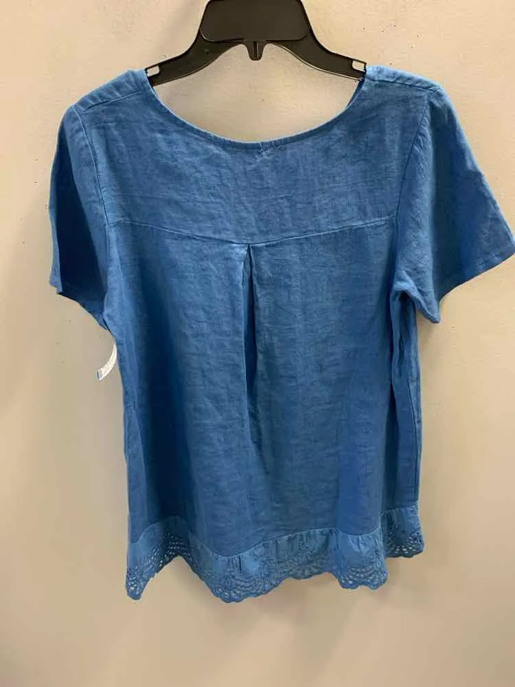 NWT TERZO MILLENNIO Tops Size S CHINA BLUE Linen HIGH LOW TOP