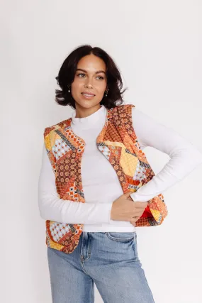 Patchwork Vest in Orange Multi Patchwork Vest in Orange Multi