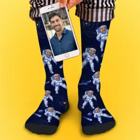 Personalized Astronaut Socks Custom Face Socks with Preview Personalized Astronaut Socks Custom Face Socks with Preview