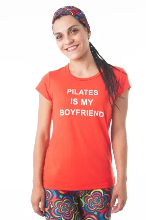 Pilates Is My Boyfriend Tee- Orange Pilates Is My Boyfriend Tee- Orange