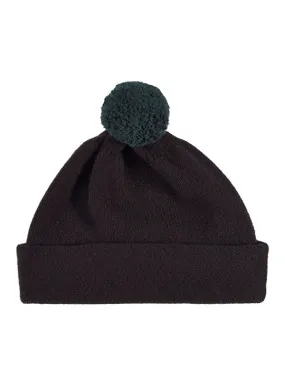 Plain Hat Contrast PomPom Black Plain Hat Contrast PomPom Black
