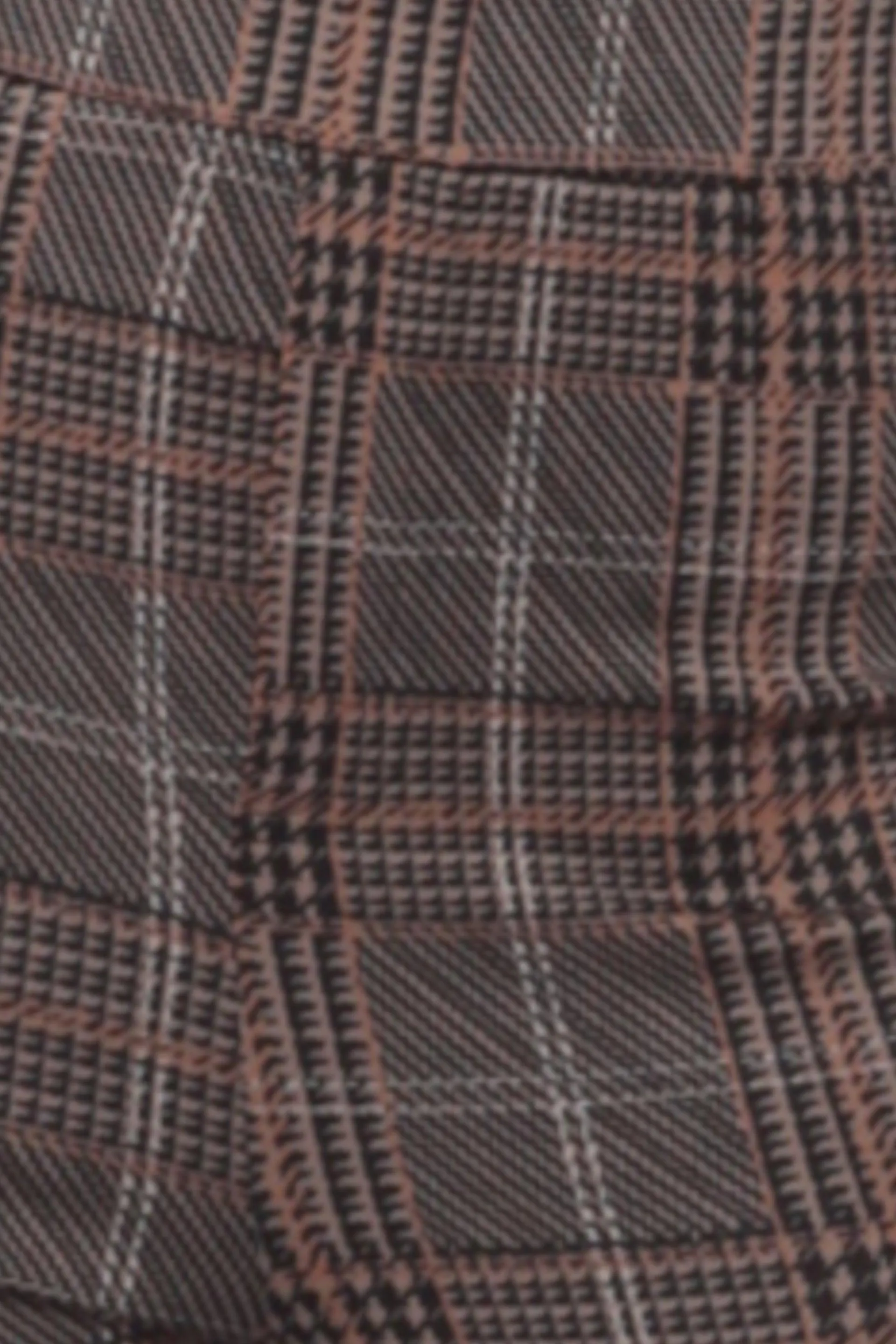 Plus Size High Waist Flare Pants With Front Seam Detail - Khaki, Brown Plaid