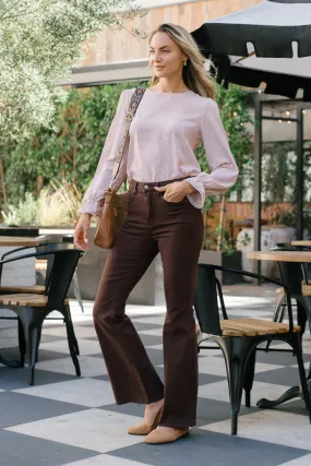 preorder - Ariana High Rise Tummy Control Dark Brown Flare Jeans preorder - Ariana High Rise Tummy Control Dark Brown Flare Jeans