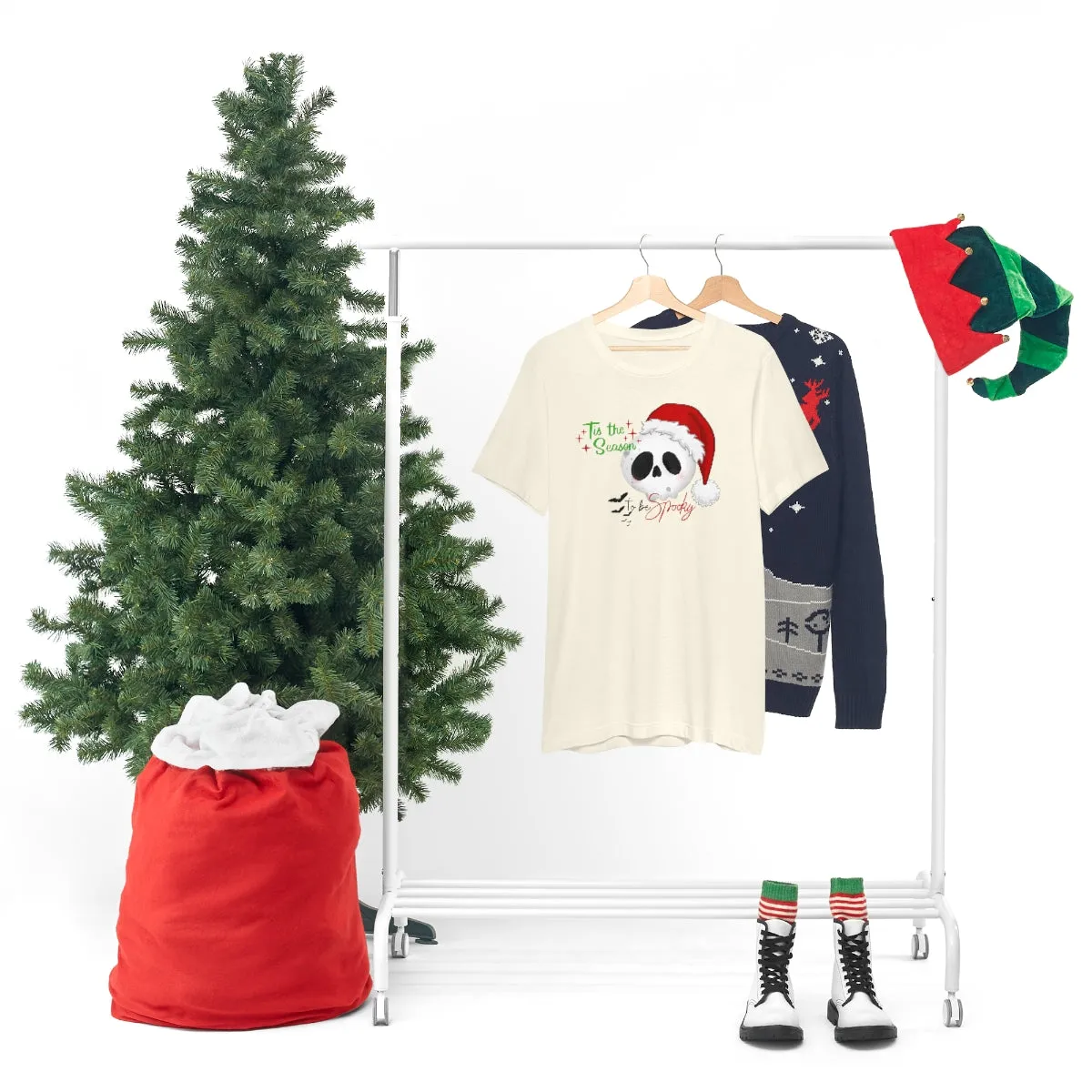 "Tis the Season to be Spooky'" Skull Santa Christmas Tee - Unisex Shirt
