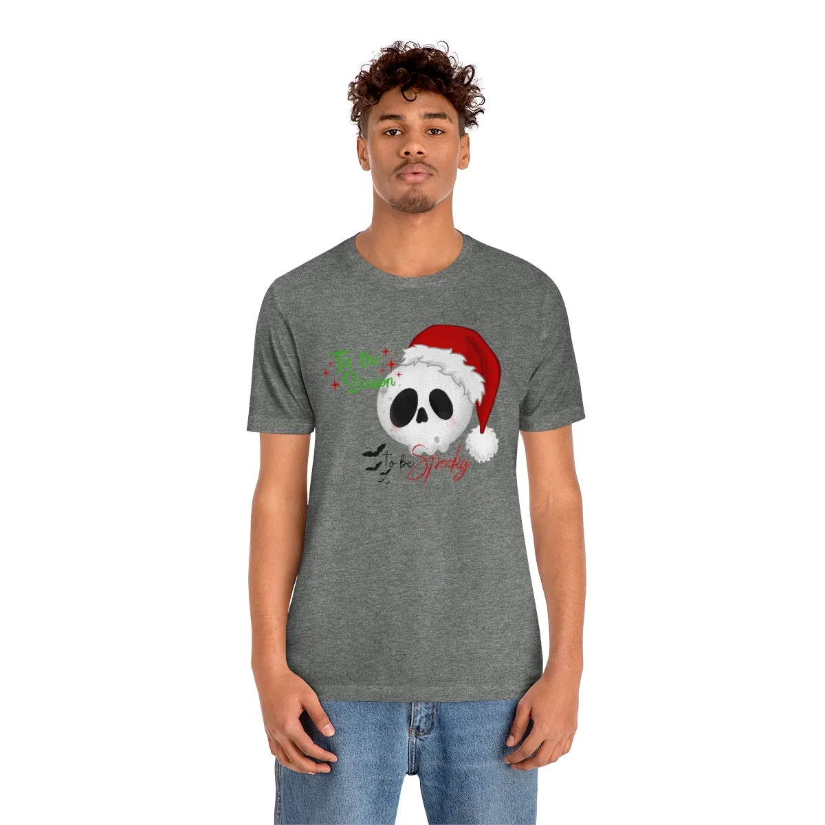 "Tis the Season to be Spooky'" Skull Santa Christmas Tee - Unisex Shirt