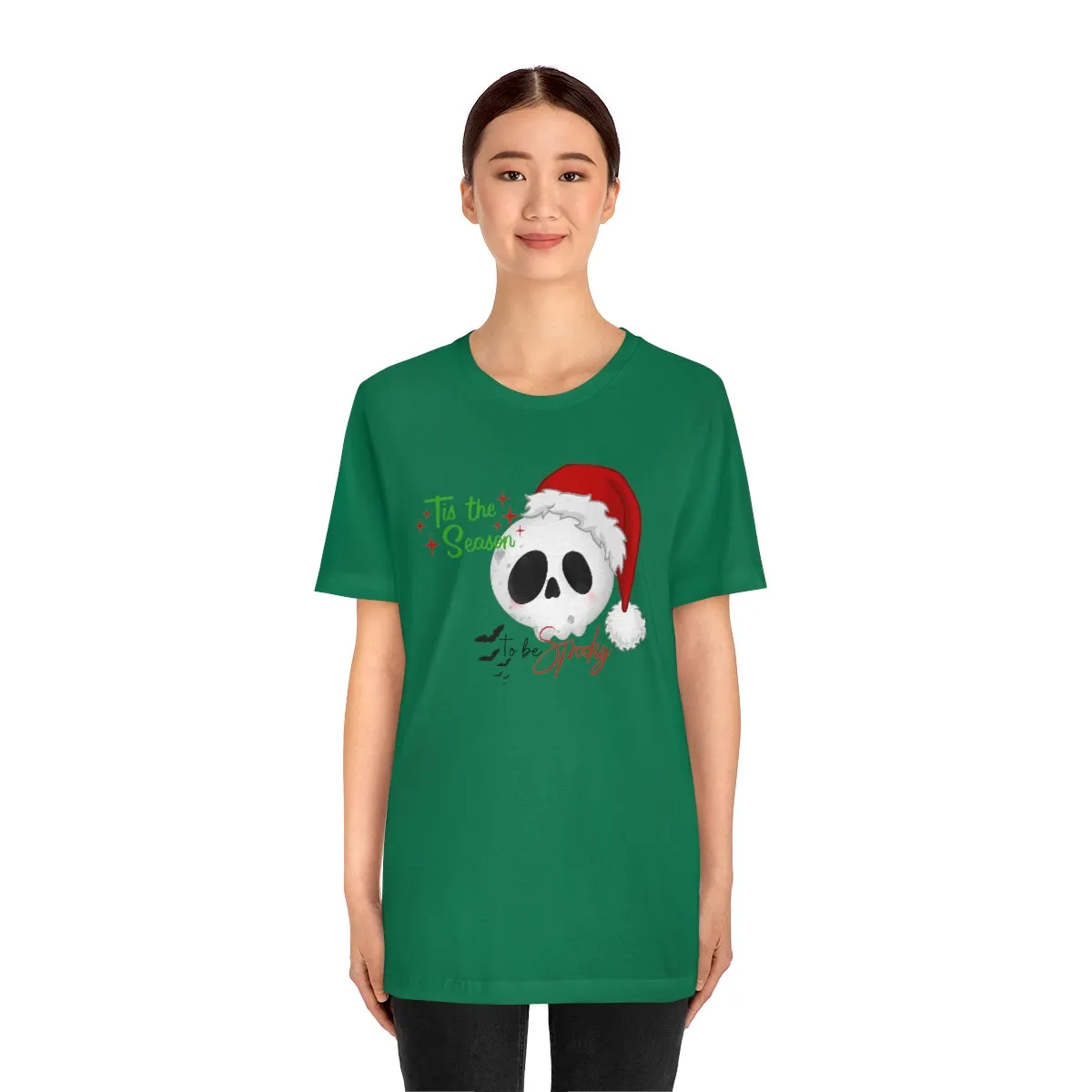 "Tis the Season to be Spooky'" Skull Santa Christmas Tee - Unisex Shirt