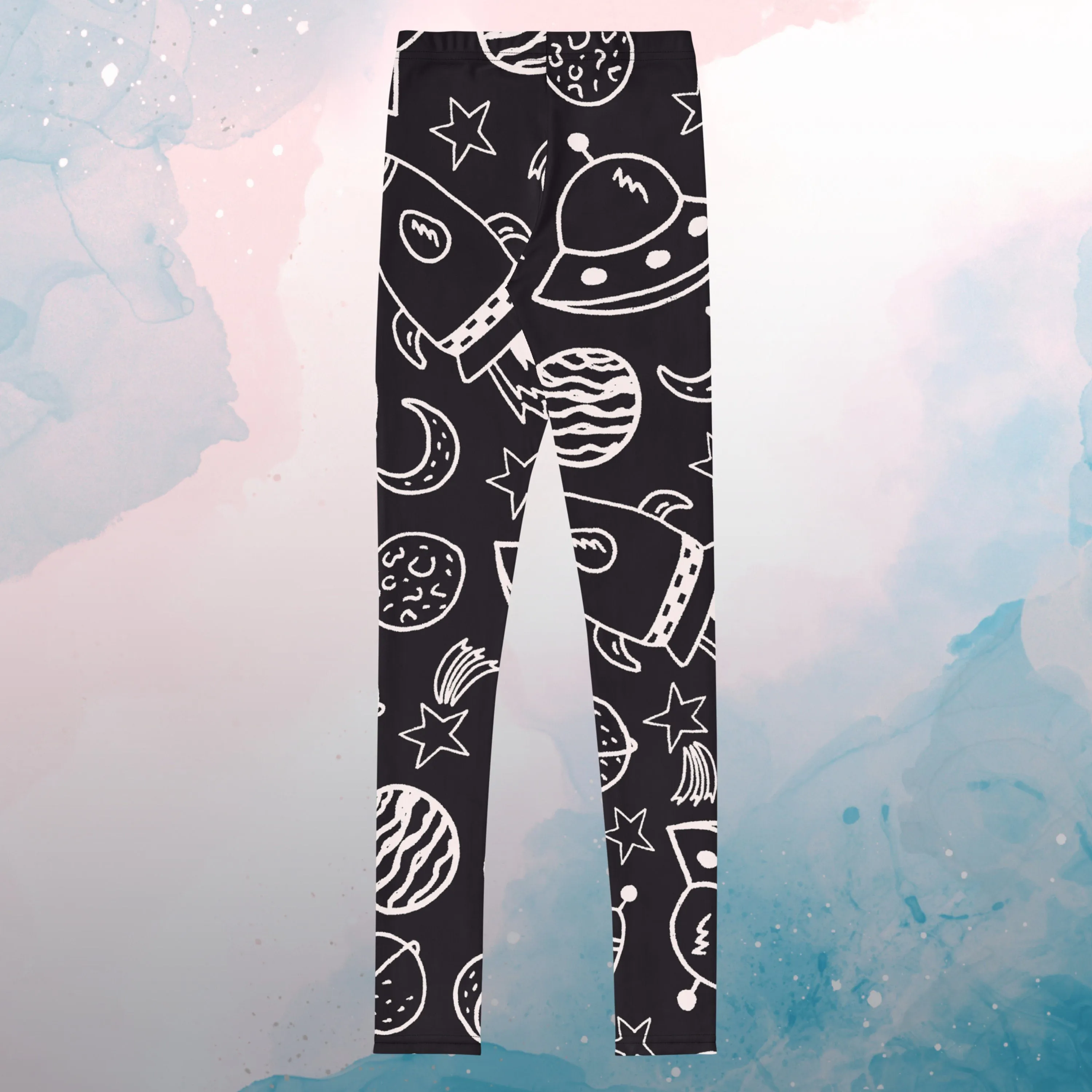 Rocket Ships and Planets Printed Youth Leggings