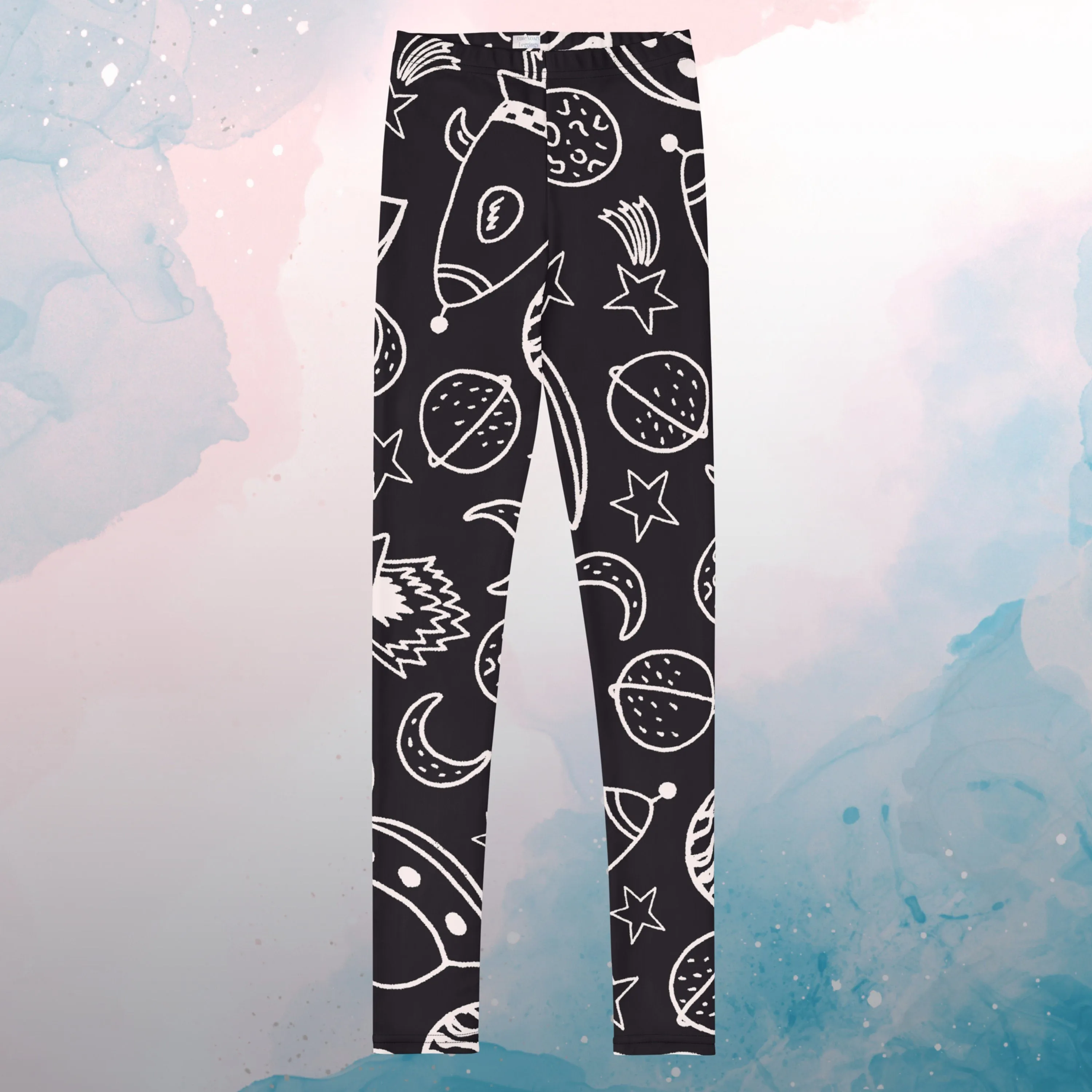 Rocket Ships and Planets Printed Youth Leggings