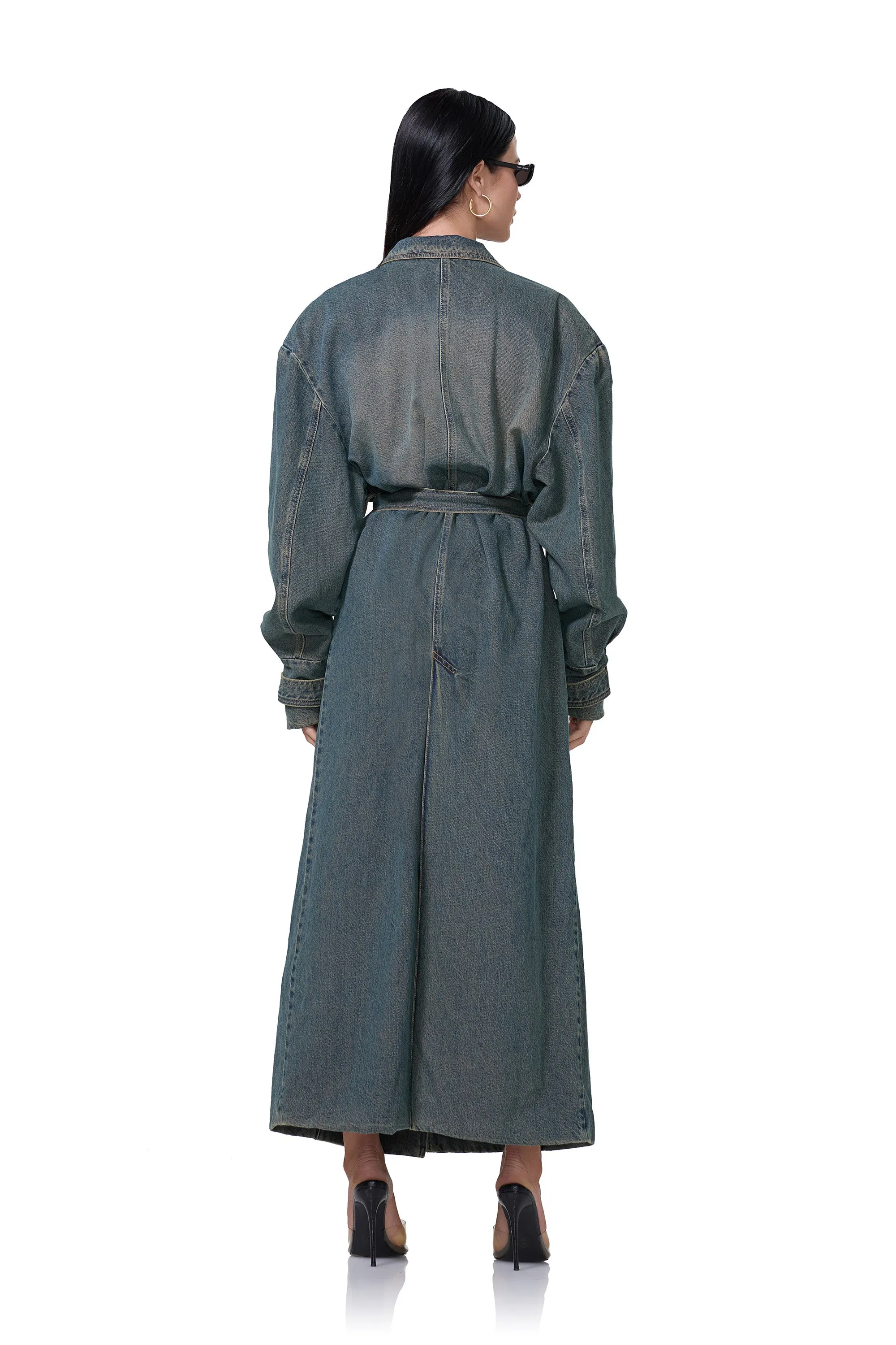 Saint Barrel Sleeve Trench Coat - Tinted Grunge Wash