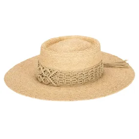 Sandy Beach -  Women's Raffia Braided Telescope Boater Sandy Beach -  Women's Raffia Braided Telescope Boater