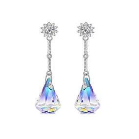 Savlano 14k White Gold Plated Aurora Borealis Austrian Rainbow Multicolor Crystal Tear Drop Cut Stud Dangle Earrings For Women, Girls & Men Savlano 14k White Gold Plated Aurora Borealis Austrian Rainbow Multicolor Crystal Tear Drop Cut Stud Dangle Earrings For Women, Girls & Men