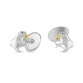 Silver and Gold Plated Puffin Cufflinks Silver and Gold Plated Puffin Cufflinks