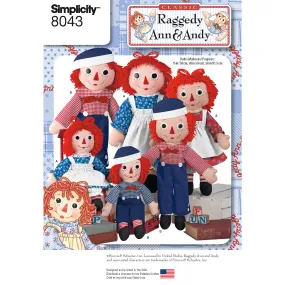 Simplicity Sewing Pattern 8043 Raggedy Ann & Andy Dolls Simplicity Sewing Pattern 8043 Raggedy Ann & Andy Dolls