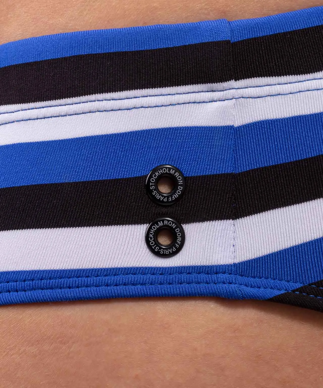 Swim Briefs Tricolor Stripes: Greek Blue/White