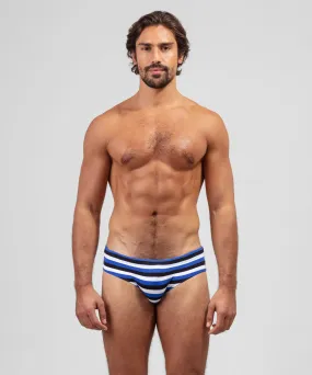 Swim Briefs Tricolor Stripes: Greek Blue/White Swim Briefs Tricolor Stripes: Greek Blue/White
